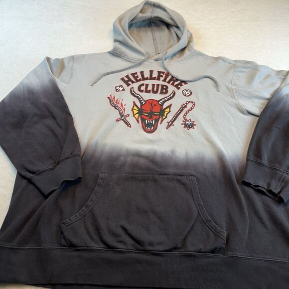 Stranger Things Men's Adult Hellfire Club Pullover Marbled Hoodie Size 3XL - Picture 1 of 10